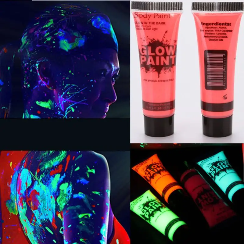 7 Pcs 25ml UV Glow Blacklight Luminous Face Body Paint Neon Fluorescent Pigment pigment powder slime additives