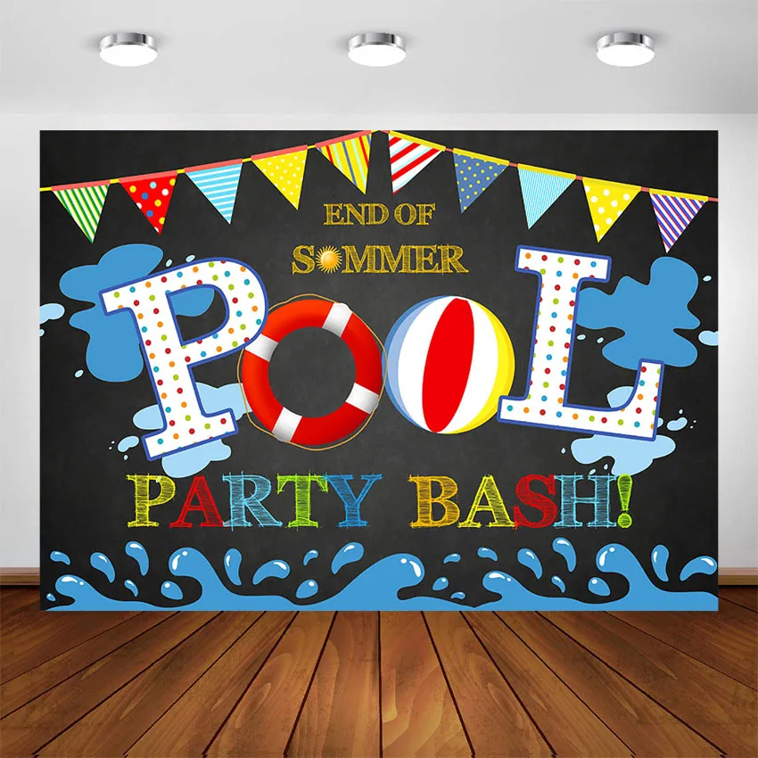 Pool Party Backdrop For Photography Kids Swimming Ring Pool Bash Party Banner Photo Background Birthday Decorations Supplies Backgrounds Aliexpress