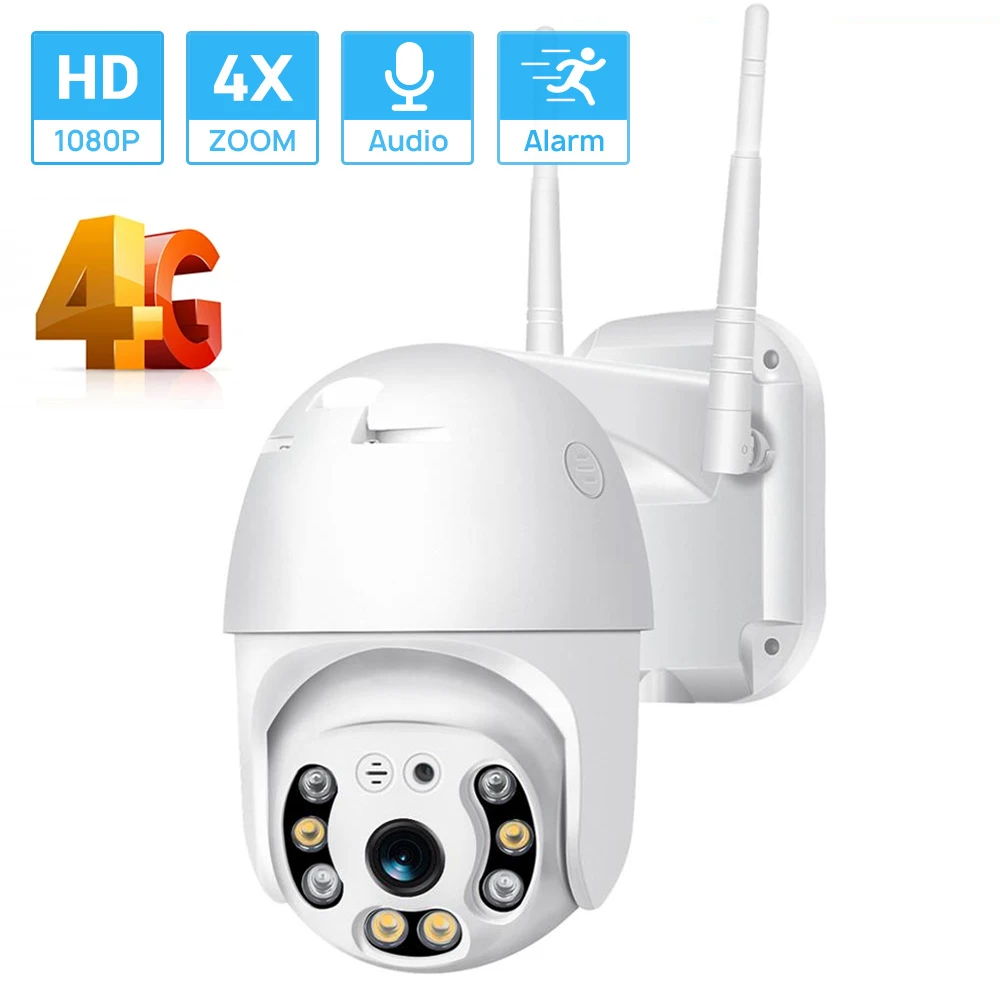 4G Sim Card IP Camera HD1080P Smart PTZ Waterproof Outdoor 4xDigital Zoom AI Human Detection Color Nightvision ICSEE | Безопасность и
