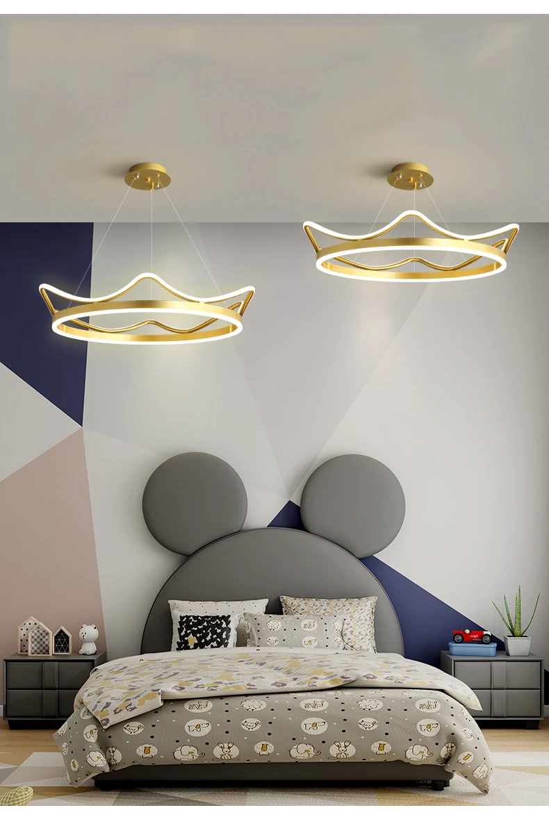 

Люстра для спальни, простой, современный, креативный светильник в виде короны, роскошный, красный, новинка 2021, нордический светильник для комнаты для девочек