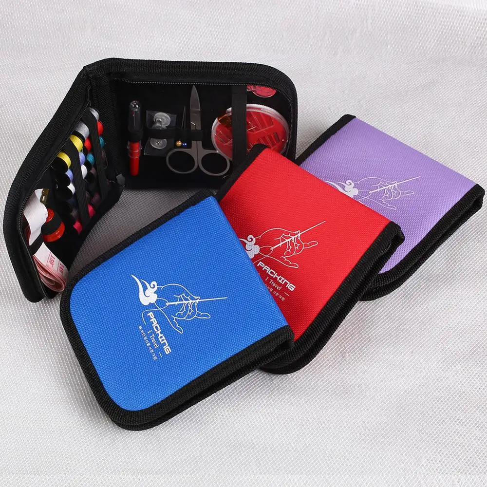

Sewing Kit Thread Threader Needle Tape Measure Scissor Thimble Box Bag