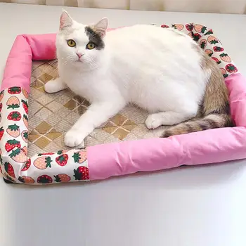 

Strawberry Pet Ice Litter Pad Dog Cool Mat Kennel Strawberry Print Cat Litter Pet Dog Supplies Mat Ice Silk Pet Supplies