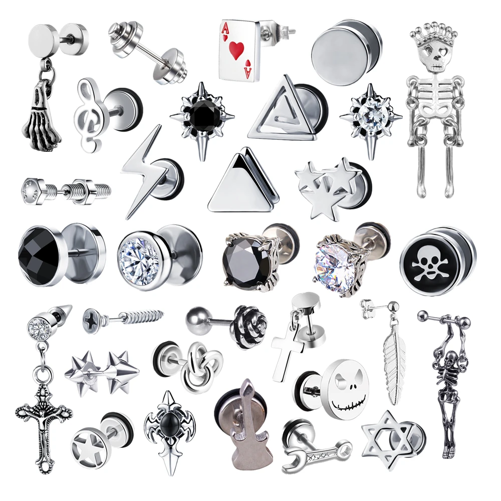 Pendiente Azul Punk De Acero Inoxidable Para Hombre Y Mujer, Piercing