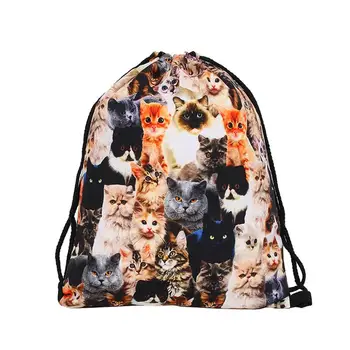 

1pc Beach Drawstring Backpack Printing Portable Backpack Rucksack