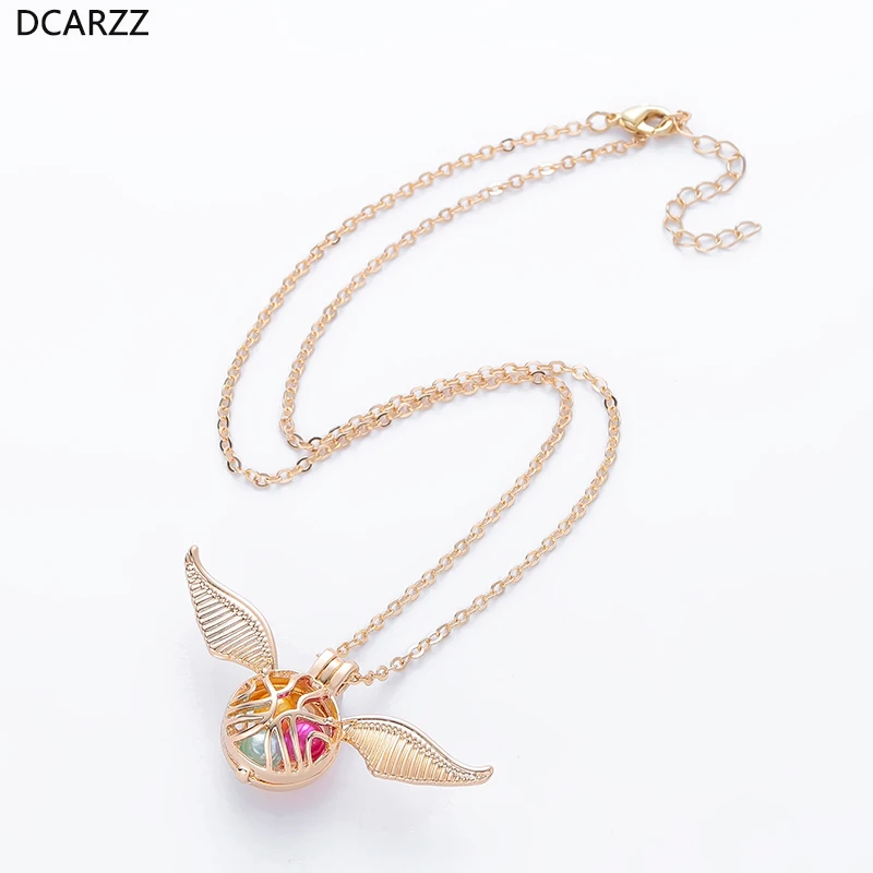 

The Pearl Cage Pendant with Gold Chain Quidditch Choker Necklace Golden Snitch Pendant Vintage Locket DIY Jewelry for Women Gift