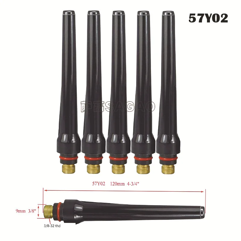 Welding Torch 5Pcs/10Pcs TIG Welding 57Y02 Long Back Cap for TIG Welding Torch wp 17 18 26 Series Tig Consumables Welding Soldering Supplies