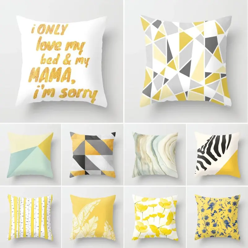 Car Seat Waist Cushion Cover Sofa Decorative Abstract Map Striped Geometric Printed Polyester Throw Pillow Home Decor Pillowcase