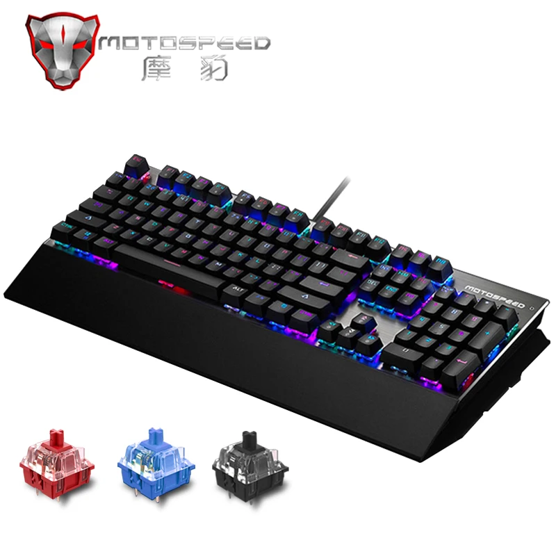 

Genuine Motospeed CK108 RGB Gaming Mechanical Keyboard 104 Keys USB Wired LED Backlit Keyboards Wrist Support For Computer Gamer