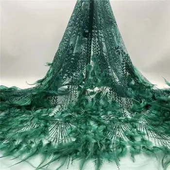 

Latest African Lace Fabric With Feather 3d Design Nigerian Laces Fabrics 2020 High Quality Lace Tulle French Lace Fabric