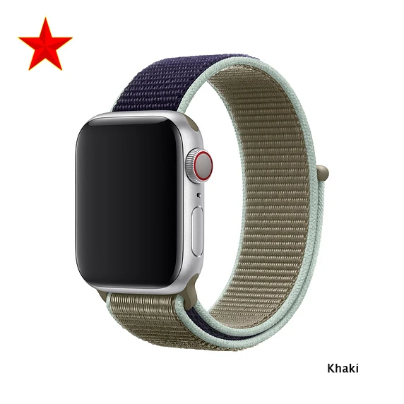 Khaki Нейлоновый ремешок для apple watch 5 4 band correa apple watch 44 мм 42 мм 40 мм 38 мм iwatch 5 4 3 2 1 цветной браслет - Цвет ремешка: Khaki