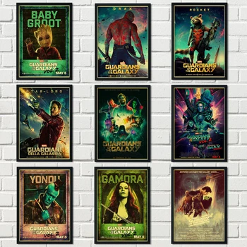 

superhero series movie Guardians of the Galaxy little raccoon tree character Groot retro style sticker kraft paper poster a17