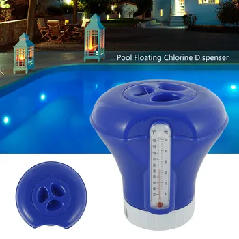 

Pool Floating Chlorine Dispenser with Thermometer Dispenser Chlorine Tablets Instant Pipes Cleaning Floating Pool Dispenser
