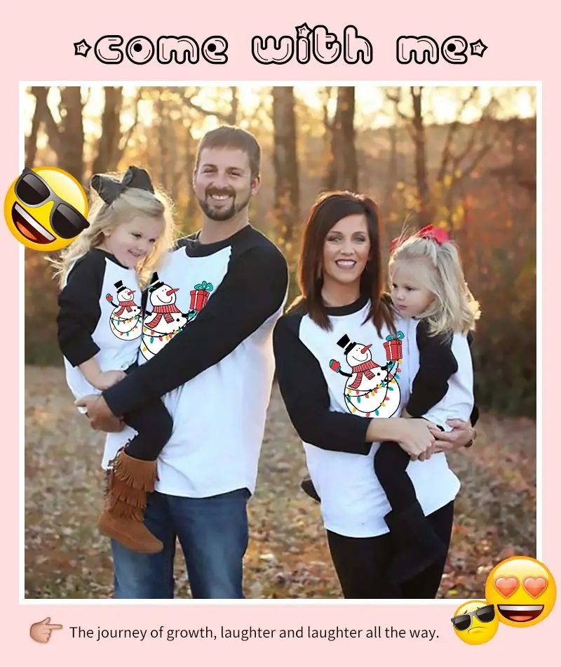 Милая одинаковая футболка для всей семьи с рисунком снеговика; Рождественская одежда; сезон осень-зима; лоскутный комплект одежды с длинными рукавами для папы, мамы, сына и дочки