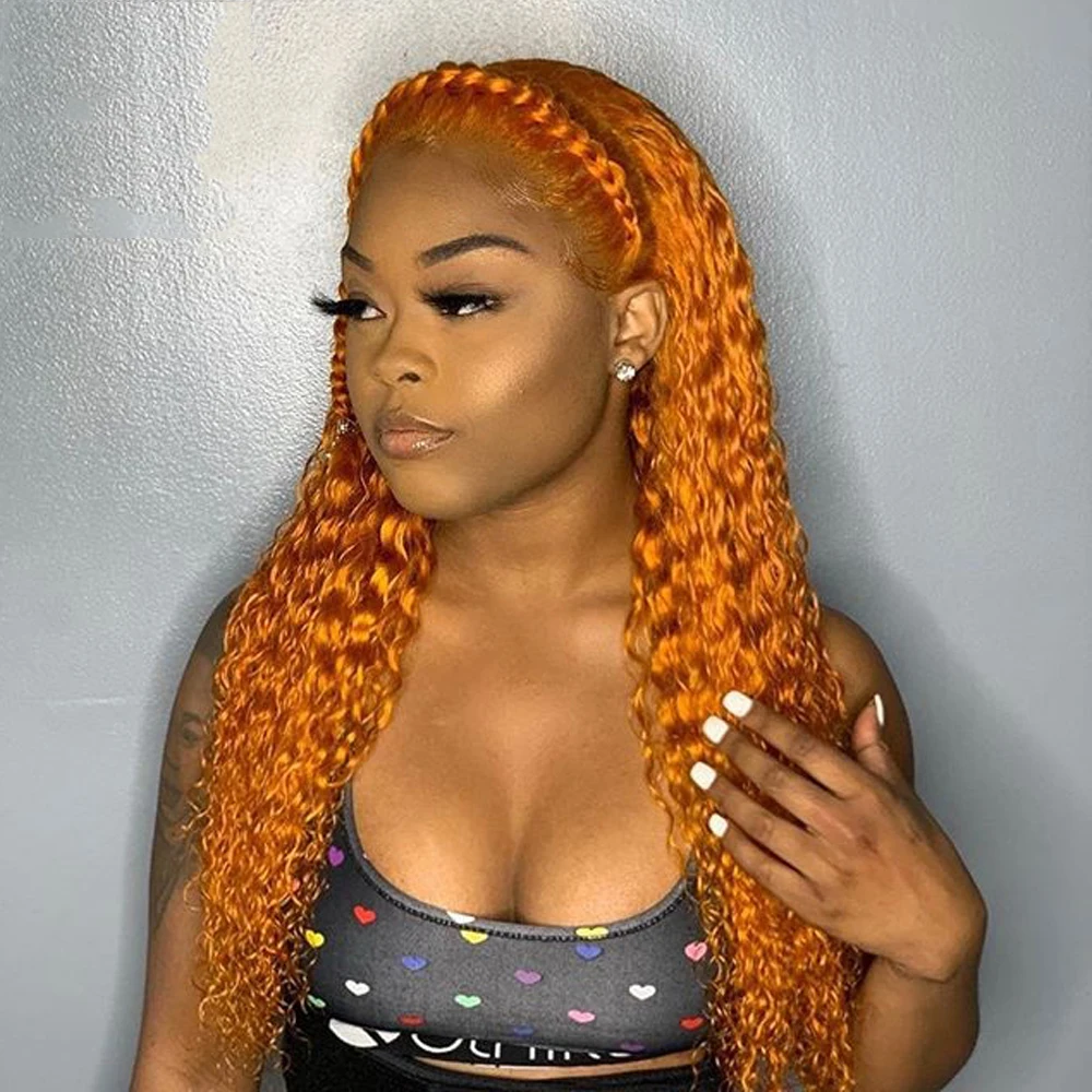 

13x6 Orange Color Human Hair Lace Front Wigs 370 Lace Frontal Wig 360 Lace Front Human Hair Wigs Body Wave Soft Wig