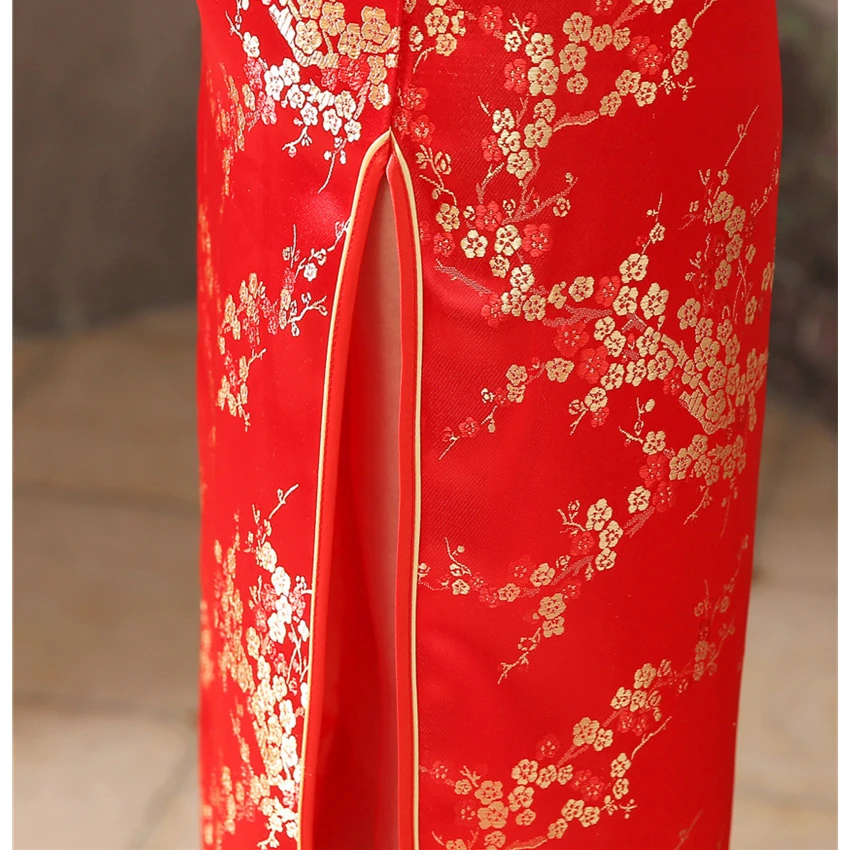 Женское сексуальное китайское традиционное Cheongsam Дракон и Феникс цветочное Qipao атласное платье на бретелях женское свадебное элегантное платье Ципао с разрезом