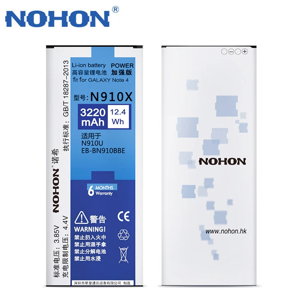 nohon Аккумулятор для samsung Galaxy Note 2 3 4 Note2 N7100 Note3 NFC N9000 Note4 N9100 N910X реальные высокоемкие батареи