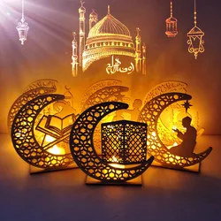 EID Moon Star LED Light Wooden Eid Mubarak Ramadan Decoration For Home Islamic Muslim Party Decor Kareem Ramadan And Eid Decor