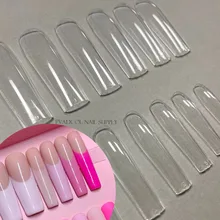 Xxl quadrado cobertura completa clara imprensa em dicas de unhas falsas unhas extra longas forma reta falso ponta manicure ferramenta
