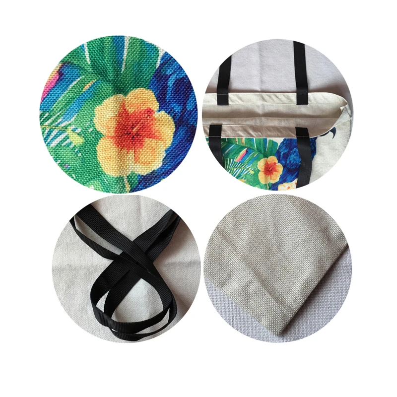 Сумка тоут голубого и розового цвета практичная льняная прочная посылка на плечо