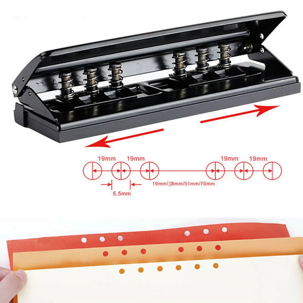 

School Office Handheld Ring Binder Planner Paper Puncher 6 Hole Portable Professional Tool DIY Adjustable Home Metal Stationery