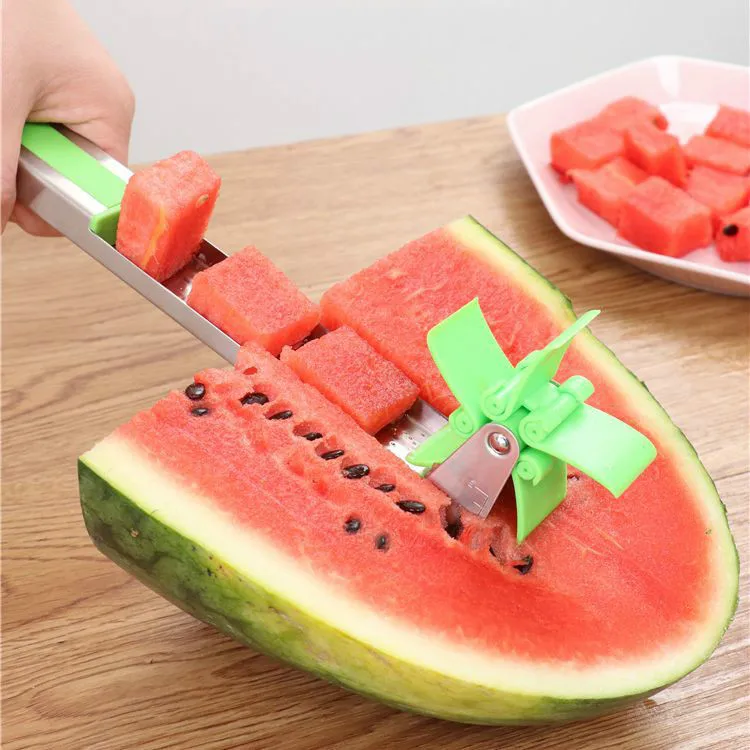

Originality Fruit Watermelon Slicer Cutter Tongs Corer Melon Stainless Steel Tool Watermelon Cut Watermelon Cubes Kitchen Tool