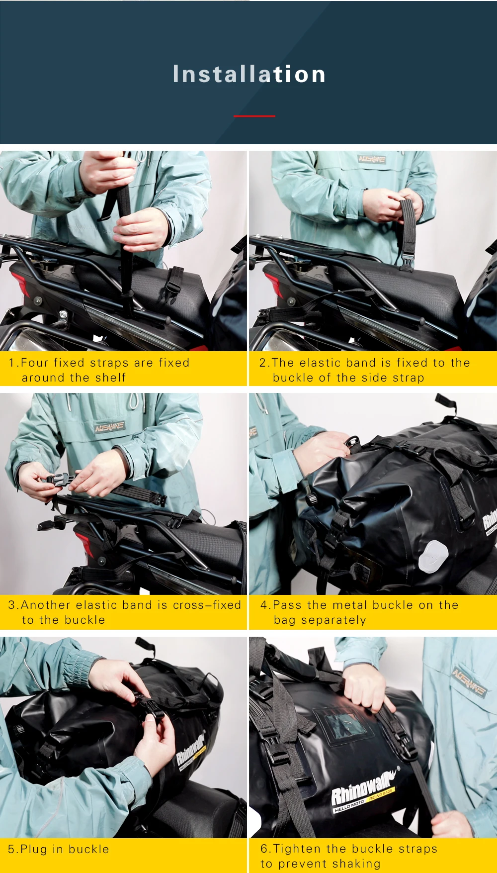 Rhinowalk 65L Cycling Motorcycle Trunk Bags Waterproof Rear Seat Bags Multi-functional Durable High Capacity Travel Luggage Bag (19)