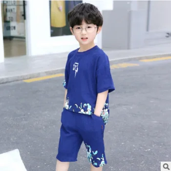 

Boys Knee-Length Pant Clothing Set 2020 New Cool Summer Kids Retro Clothes Sets Children's Sets 3 Print Colors Size4-14 ly230