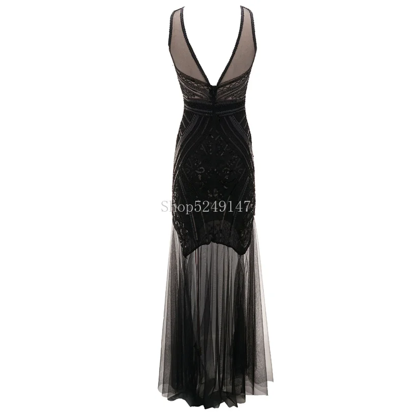 Платье размера плюс, Vestido Longo Robe Femme Ete, v-образный вырез, сексуальная открытая спина, длинное, женское, расшитое блестками Сетчатое платье для вечеринки, облегающее платье, одежда