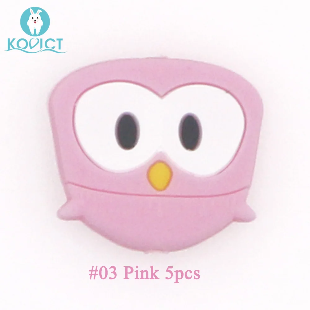 Pink 5pcs Kovict 5/10 шт. 28 мм Силиконовые Бусины, мини юбка-пачка «Сова» без добавления бисфенола А детский силиконовый Прорезыватель Еда Класс Грызуны DIY ребенка режутся зубы игрушки - Цвет: Pink 5pcs
