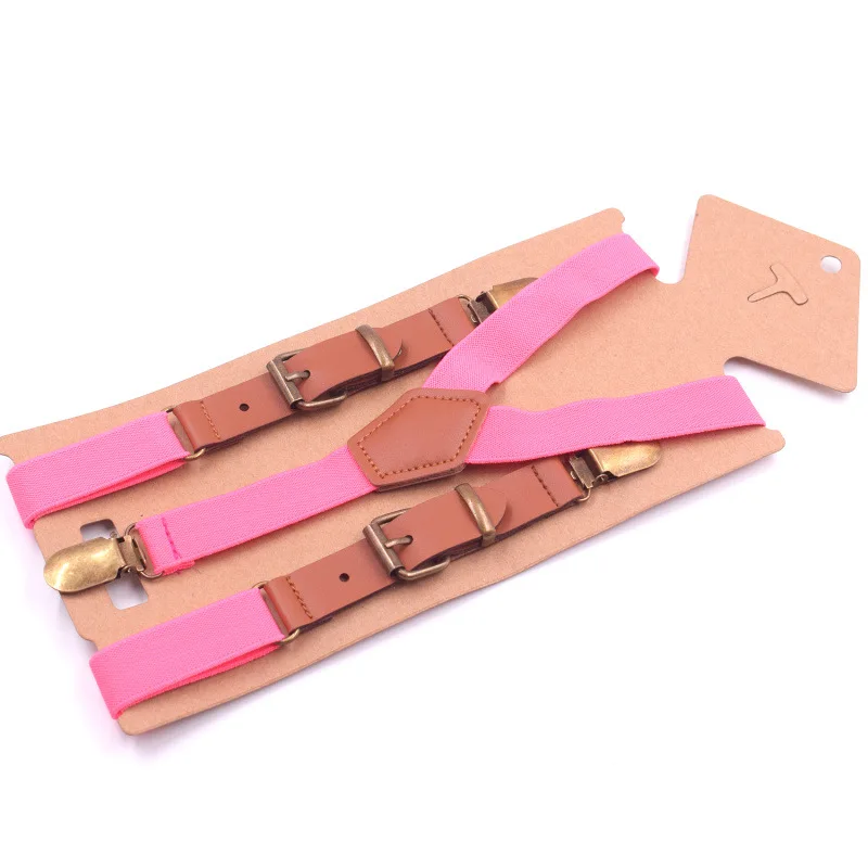 Child Suspenders Новые однотонные детские штаны с 3 клипсами для мальчиков и девочек, брюки 2 см, Подарочные Эластичные подтяжки с регулируемыми металлическими подтяжками - Цвет: Child Suspenders