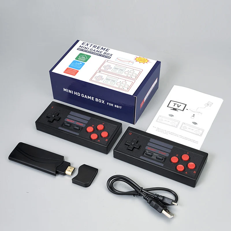 

USB Wireless Handheld TV 4K HDMI Video Game Console Build in 821 Classic 8 Bit Video Game Console Retro ONLENY 2 Players US Plug