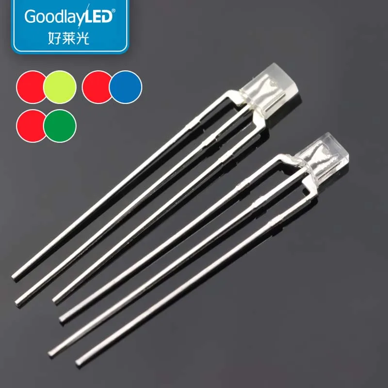 1000PCS 2x3x4mm square led 3-PIN bicolor DIP LED RED Blue RED&ampGREEN Transparent/diffused 234 | Лампы и освещение