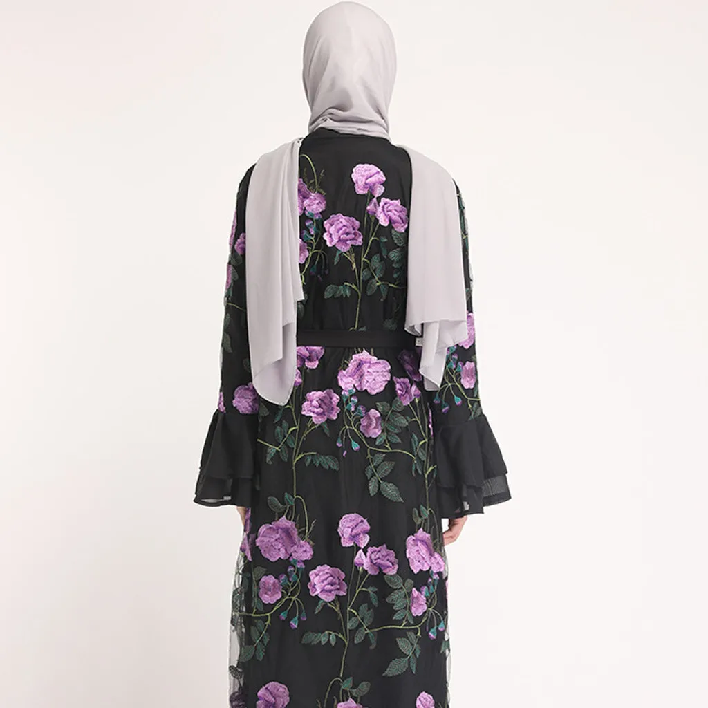 Abaya исламское турецкое длинное платье Дубай повседневное женское цветочное длинное платье с принтом халат открытый кардиган «абайя» мусульманское дубайское платье