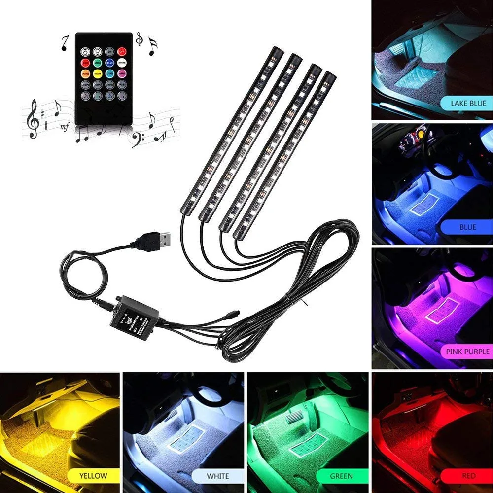 

kongyide car light 7-Color RGB LED Neon Strip Light Music Remote Control For Car Interior Lighting romantic Decorative light