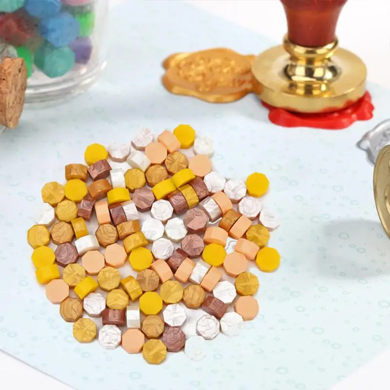 

100pcs Retro Fire Painting Pill Octagon Sealing Wax Grain Stamping Envelope Documents Christmas Wedding Invitation Decorative