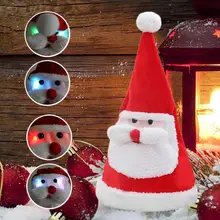 Рождественская шапка, электрические плюшевые игрушки, пение, освещение, качели, регулируемая шапка Санта-Клауса для Рождественского украшения, подарки для детей