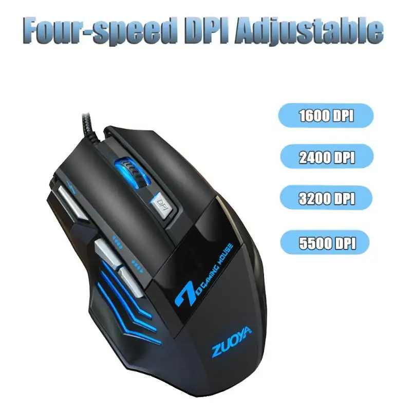 ZUOYA MMR3 5500 dpi 7 кнопок мышь светодиодный Оптическая Проводная игровая мышь USB Регулируемая Бесшумная/звуковая мышь геймерские компьютерные мыши