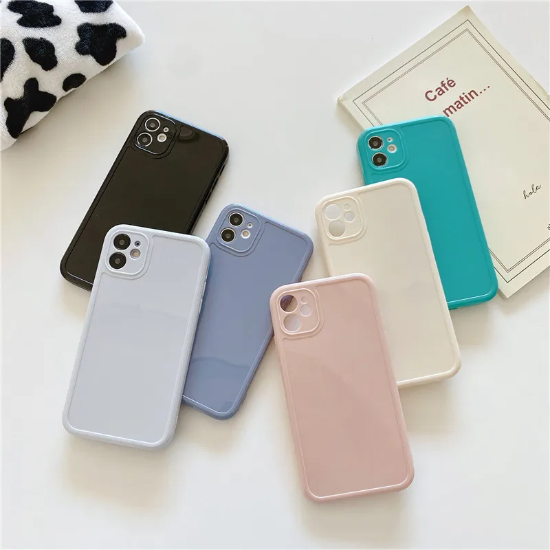 Candy Colors Phone Case For iPhone 11 Pro Max 7 8 Plus X XR XS Max Three-dimensional Square Frame Shockproof Back Cover Coque