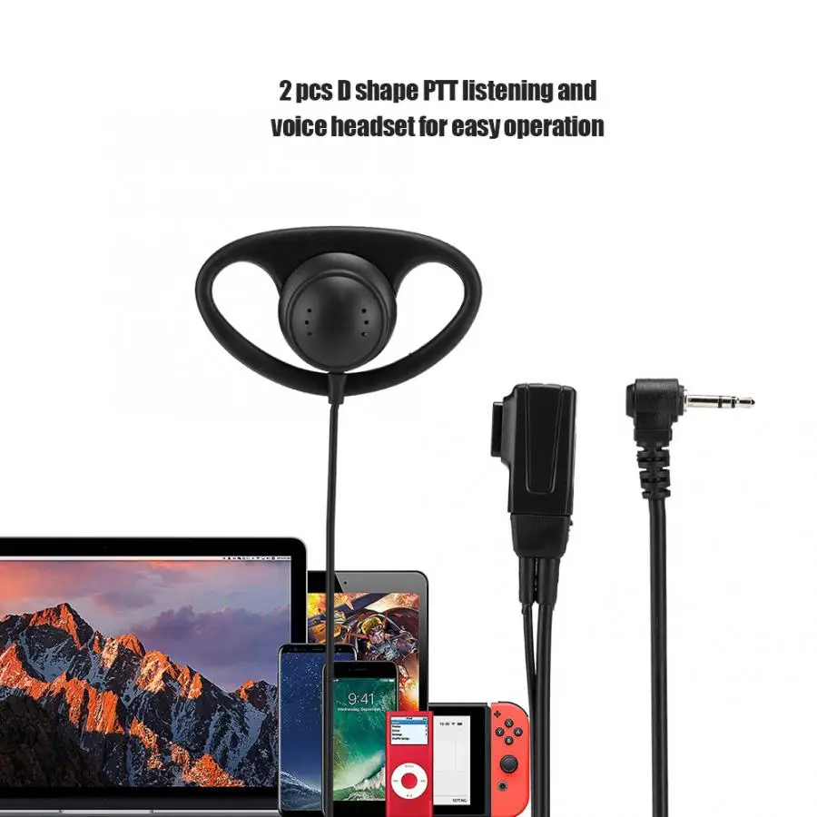 2 шт. для 2,5 мм 1 pin hole D shape наушники с PTT Mic гарнитура для Motorola 2 Way Радио аксессуары для рации