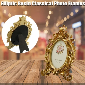 

European Retro Resin Elliptic Photo Frames Decorative DIY Photo Frame Pendant Home Decoration Parts Decoration Gift Desk