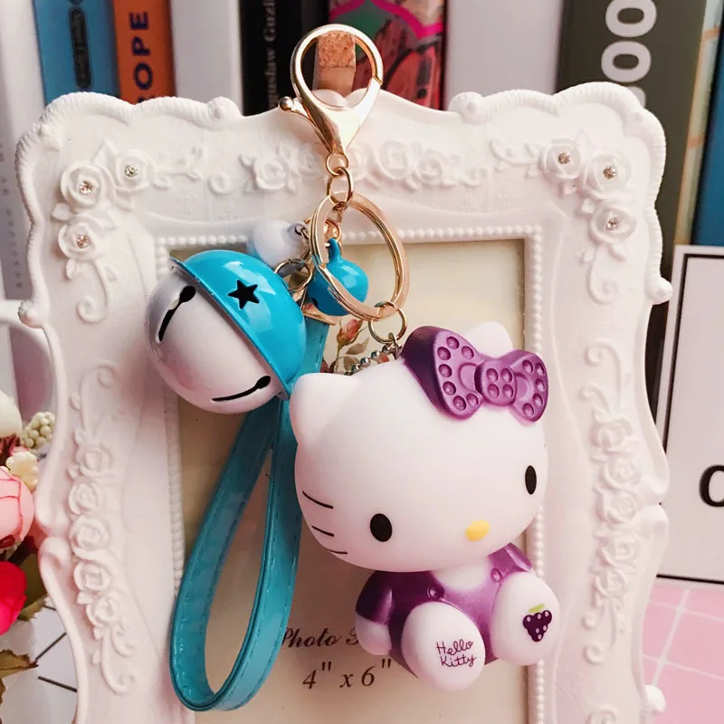 Style21 Стильная футболка с изображением персонажей видеоигр рисунок «Hello Kitty» кукла-брелок для ключей женские ювелирные изделия колокольчика кожаный брелок из веревок для девочек сумка Подвеска автомобиль брелок на подарок - Цвет: Style21
