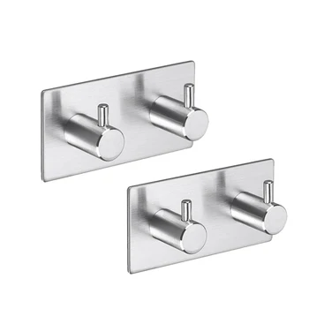 

2Pcs Multi-Purpose Hooks Wall Adhesive Sticker Crochet Key Hangers 304 Top Grade Stainless Steel Kitchen Door Bathroom Home Suck