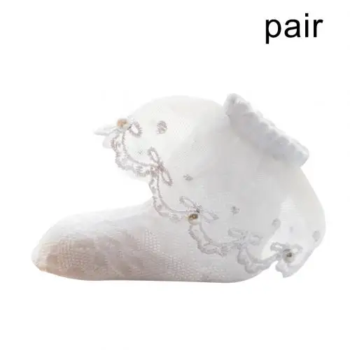 M White Pearl 1 пара носков для новорожденных девочек летние носки для маленьких девочек с рюшами и бантом, кружевные хлопковые носки до лодыжки носки принцессы для малышей - Цвет: M White Pearl