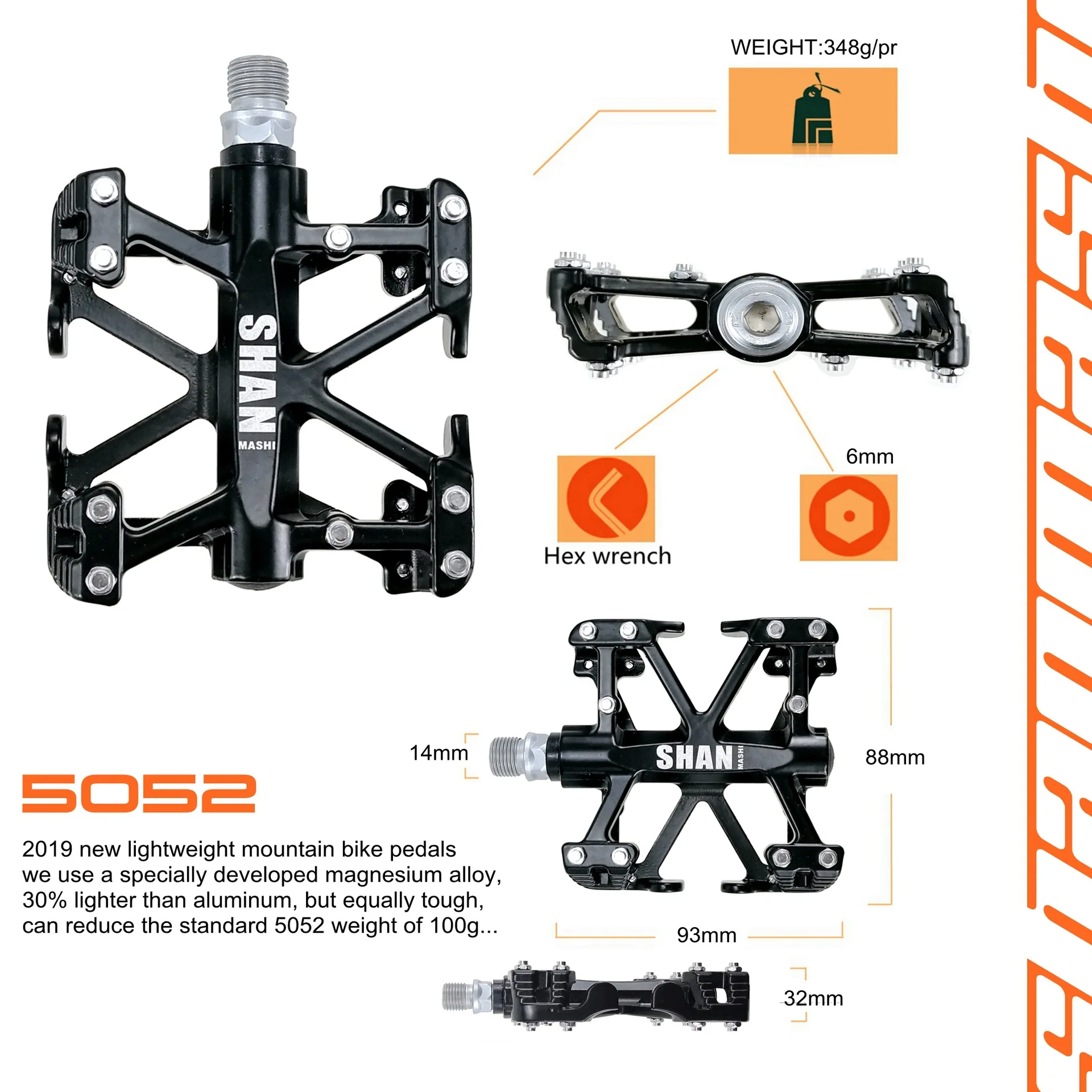 shanmashi MTB Pedal Bicycle Good Grip Flat Pedal Ultralight Alloy Best Quality Bearings