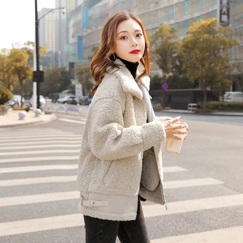 

Hepburn Wind ke li rong Coat Women's Korean-style Loose-Fit 2019 Winter Popular New Style Fur Lambs Wool Overcoat