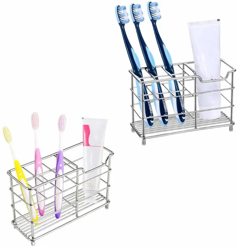 

2020 New Toothpaste holder toothbrush holder stainless steel lattice pen holder storage rack creative bathroom hotel