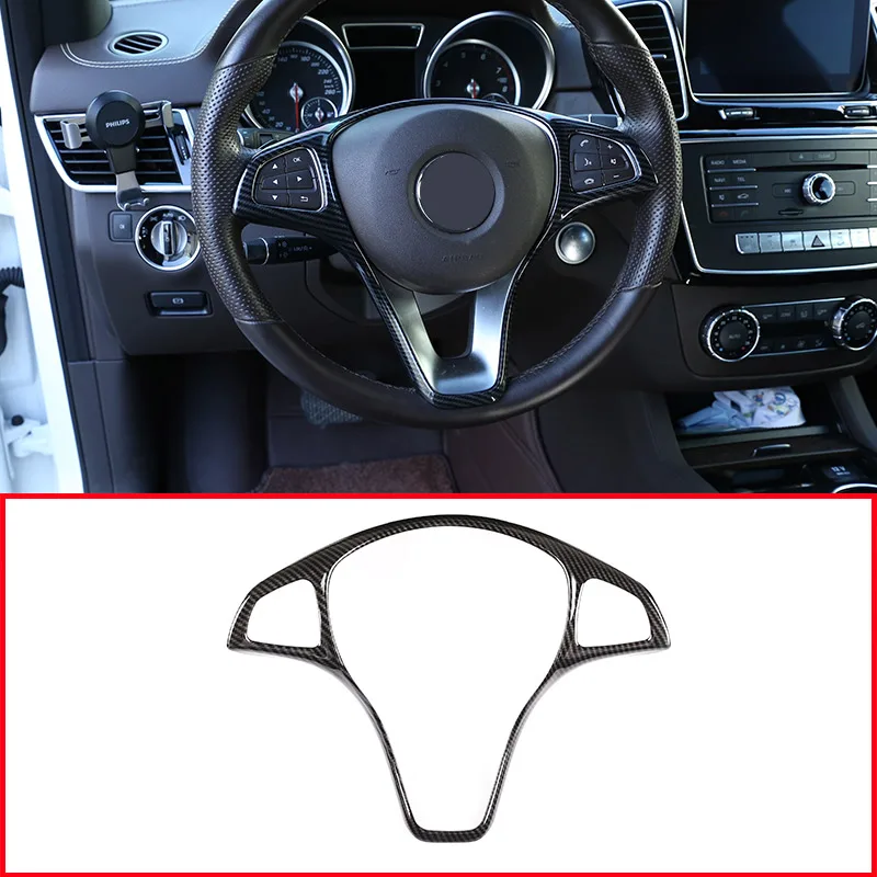 Углеродное волокно стиль ABS для Mercedes benz C E GLC CLA GLA класс W205 W213 X253 C117 X156 украшение рулевого колеса автомобиля рамка отделка