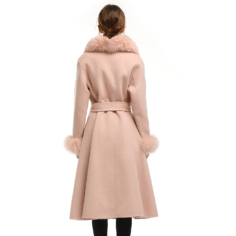 Maylofuer натуральный мех пальто зимняя куртка женская натуральный Лисий мех воротник кашемир шерсть верхняя одежда уличный сверхразмерный