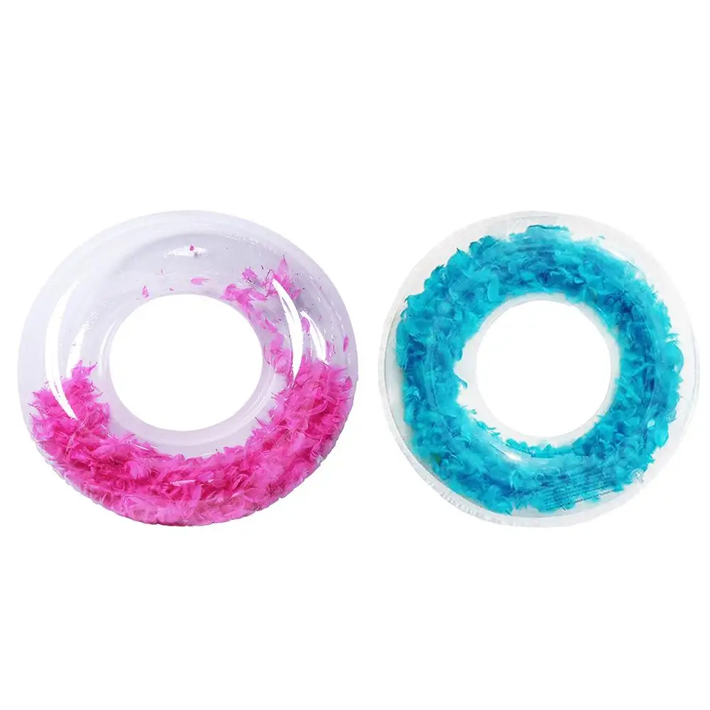 

Beach Feather Swimming Ring Adult Children Thickened PVC Inflatable Transparent Swimming Ring