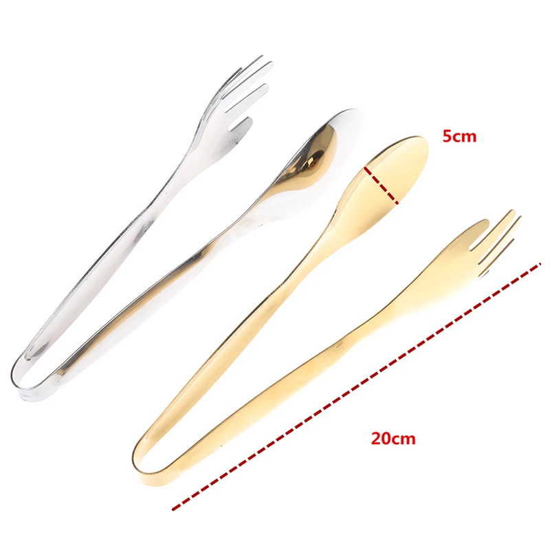20*5cm Stainless Steel Food Tongs Gold Sliver BBQ Clips Bread Steak Tong Clip Eco-friendly